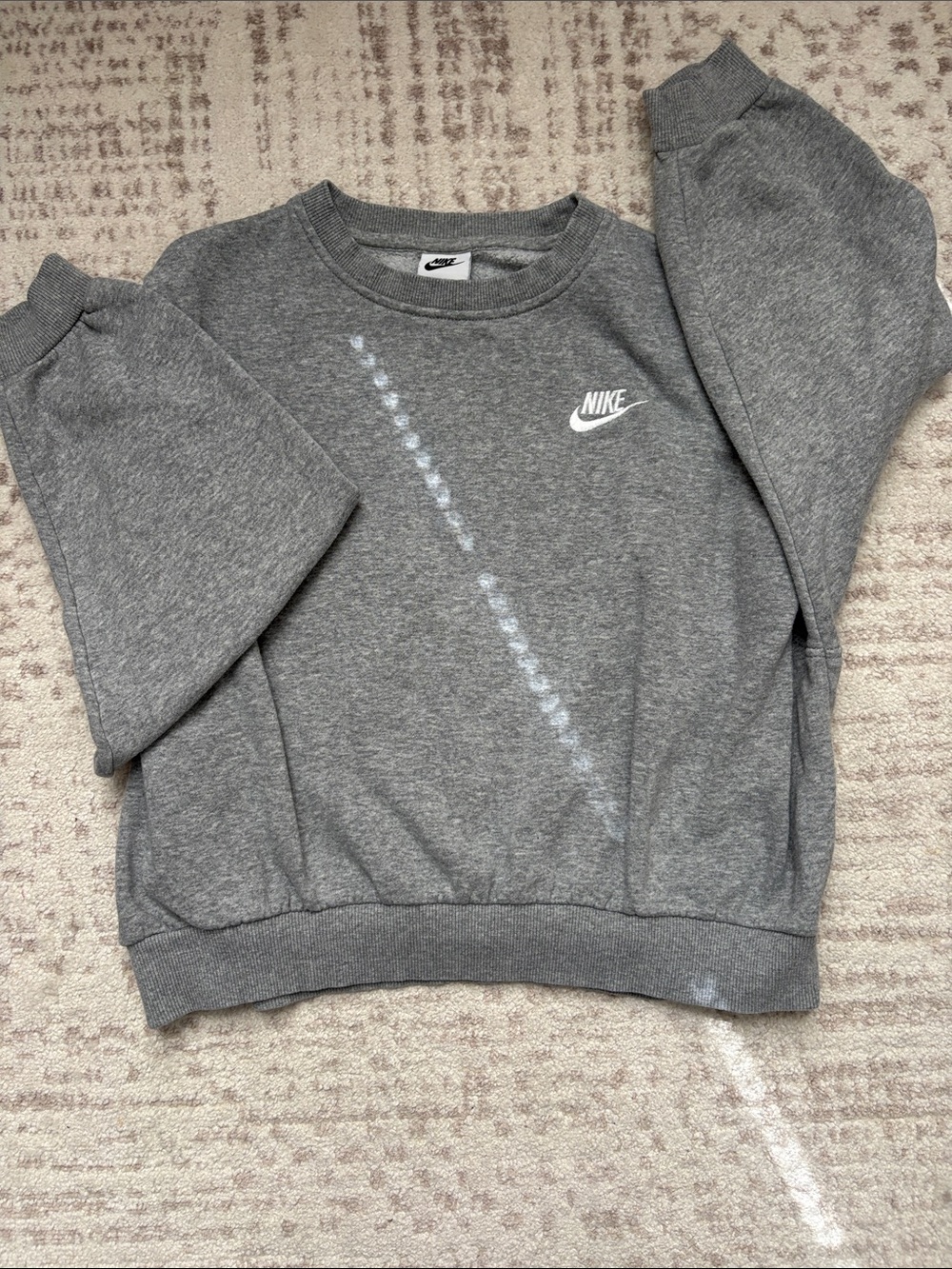 Nike Kids Gray Crew Sweatshirt with White Logo
